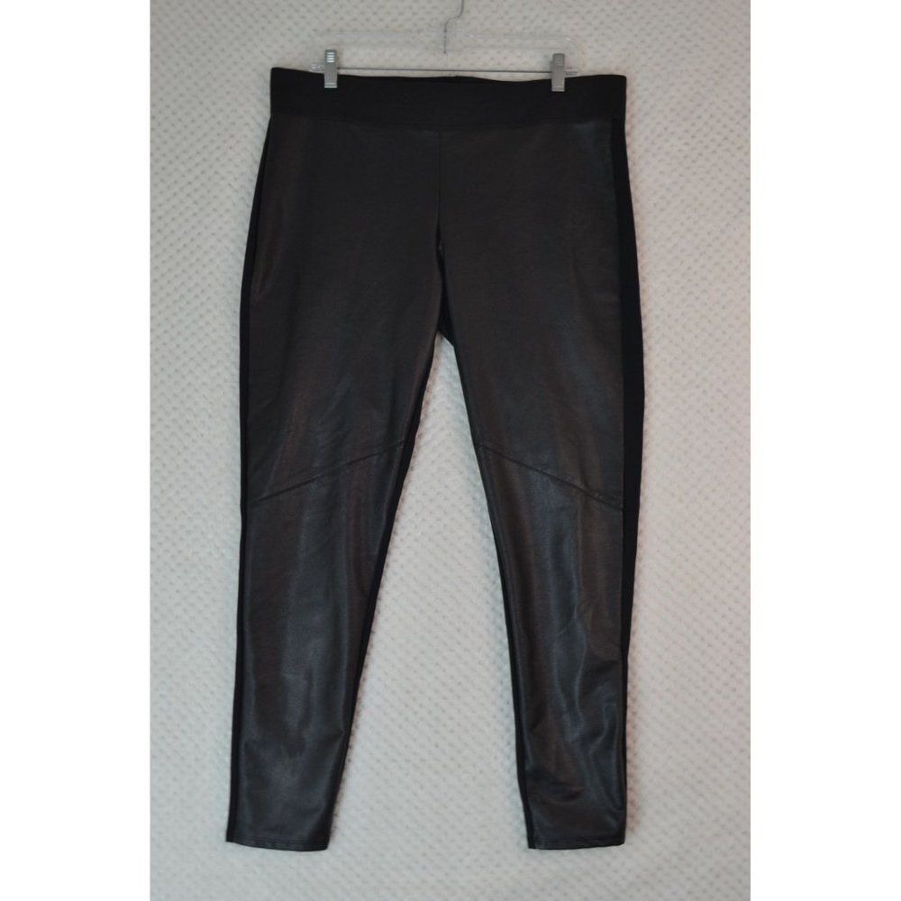 Rock & Republic Women's XL Black Faux Leather Skinny Ankle Leggings